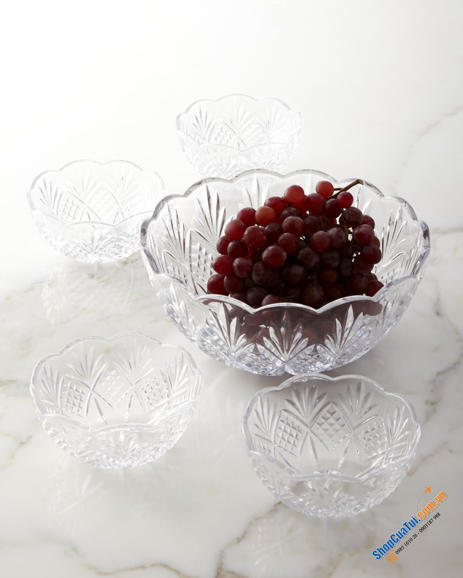 Sét 5 bát phục vụ Dublin - Sét 4 bát ăn cơm và 1 tô canh 22cm Dublin - pha lê tinh tế