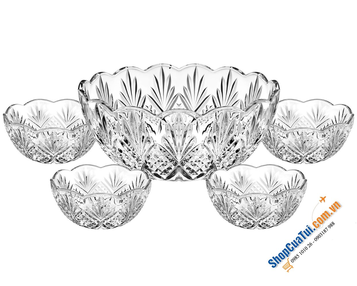 Sét 5 bát phục vụ Dublin - Sét 4 bát ăn cơm và 1 tô canh 22cm Dublin - pha lê tinh tế