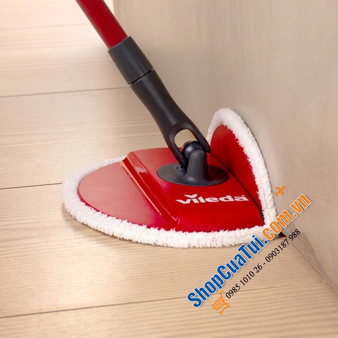 BỘ LAU NHÀ THÔNG MINH VILEDA SPIN & CLEAN - Cây lau chắc chắn, sử dụng nhẹ nhàng, bông lau thấm hút tốt