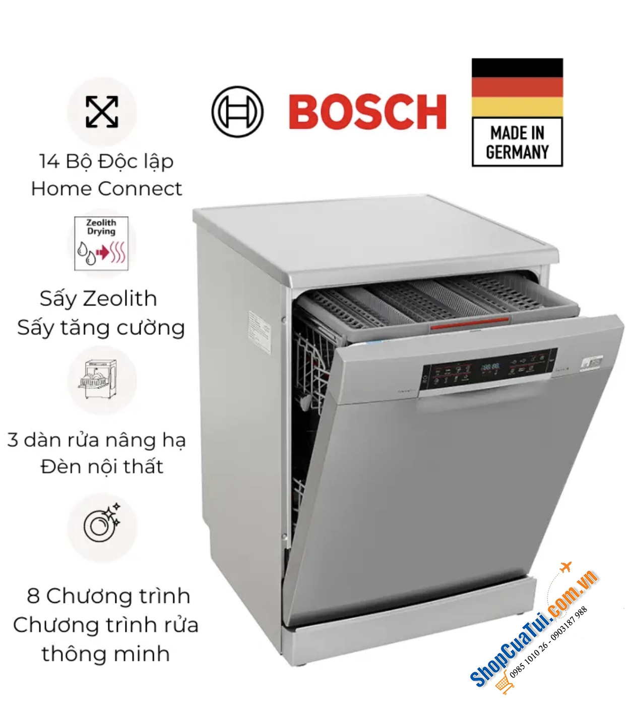 Máy Rửa Bát Bosch SMS6ZCI16E Series 6 Độc Lập phiên bản mới nhất 2024  - Made in Germany