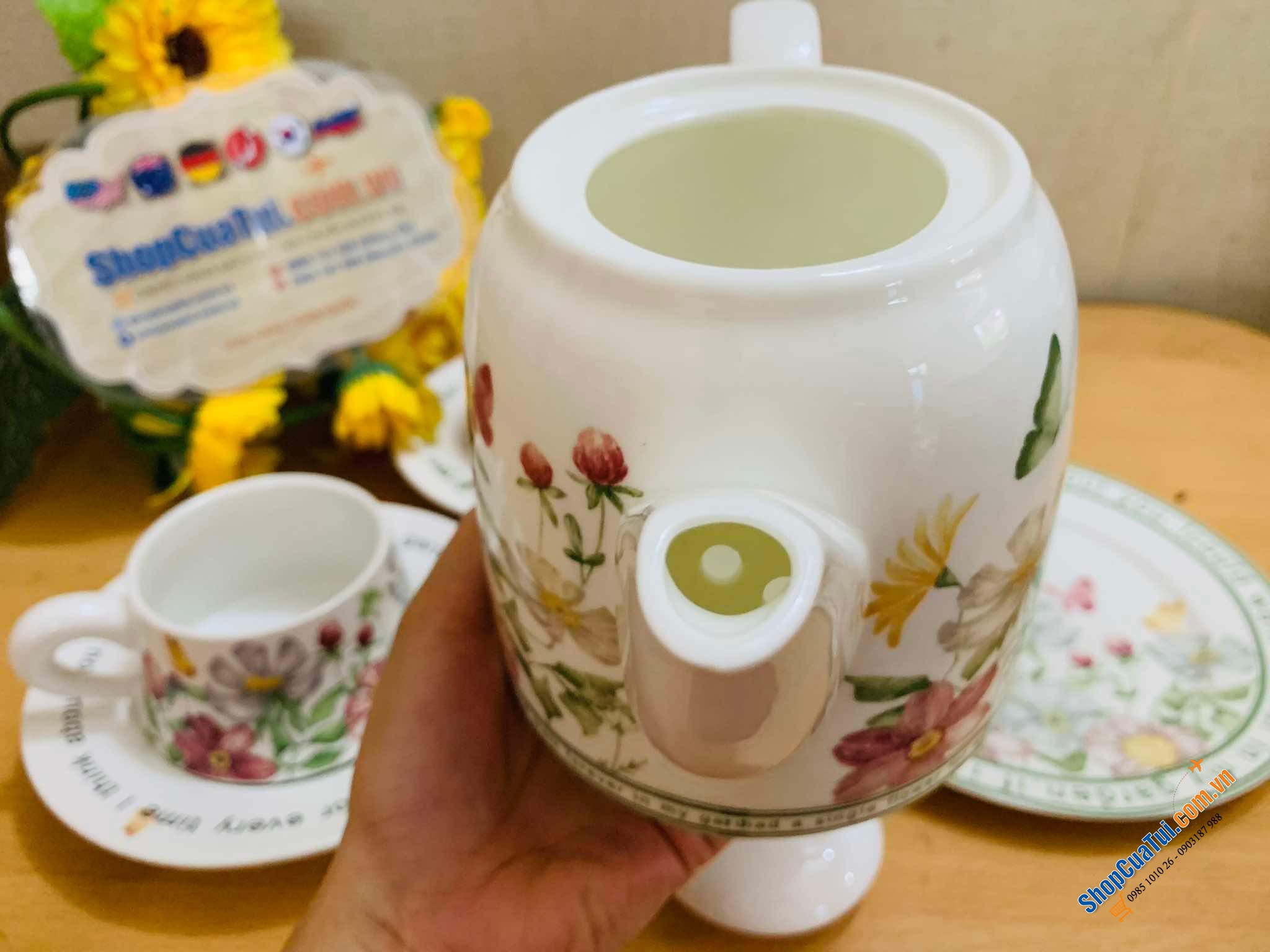 Sét Ấm trà và đĩa lót hoa mùa xuân (sét 1 ấm 900ml + 1 đĩa 20.5cm)