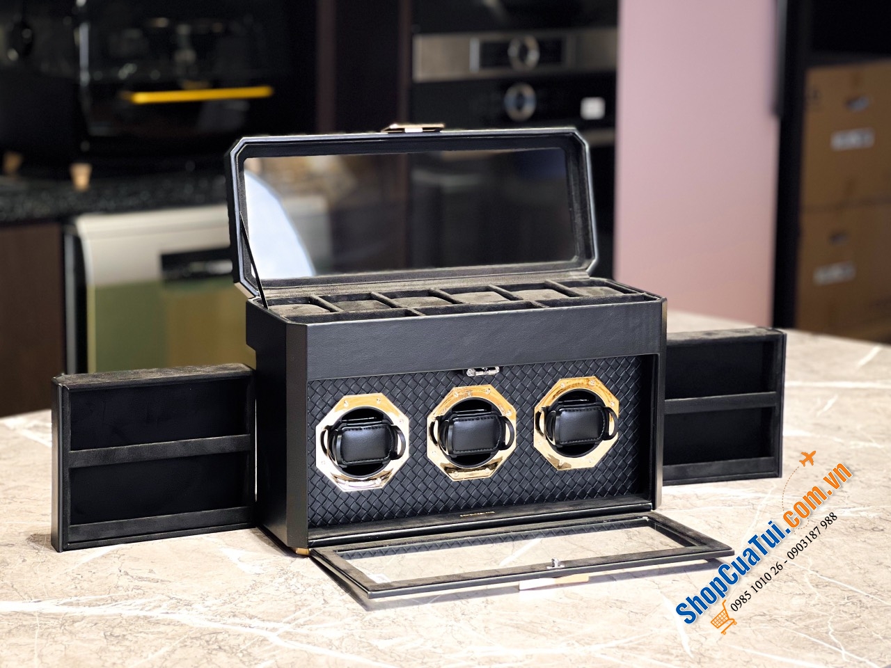 Hộp đồng hồ SONGMICS dành cho các loại đồng hồ cơ - không lo đồng hồ hết năng lượng