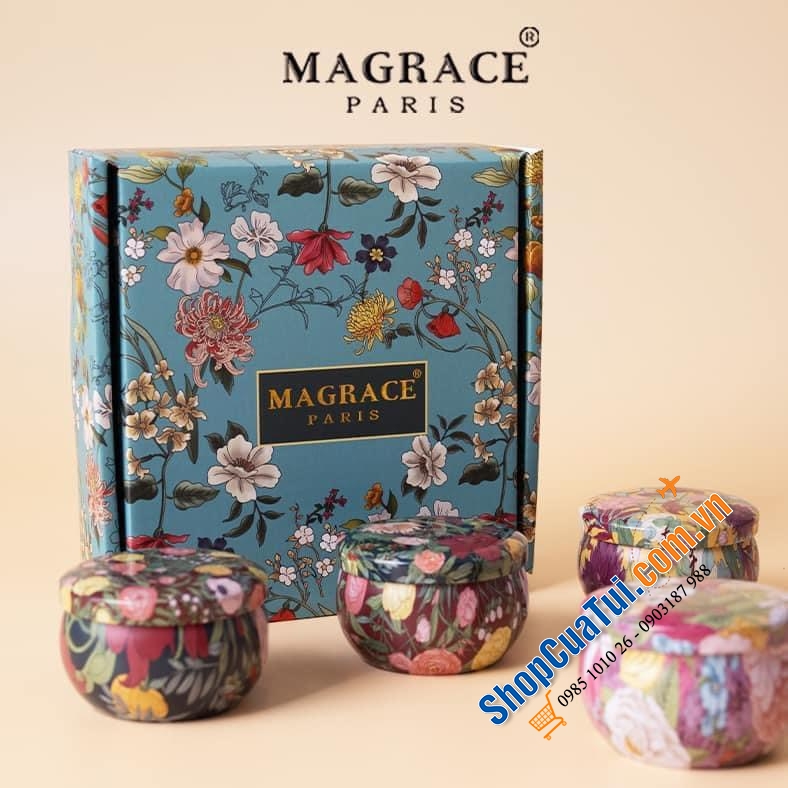 Bộ nến thơm MAGRACE Pháp gồm 4 món dùng cho  gia đình, khách sạn ...