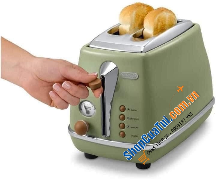Máy Nướng Bánh Mì Delonghi Icona Vintage CTOV 2103.BG (màu xanh oliu).