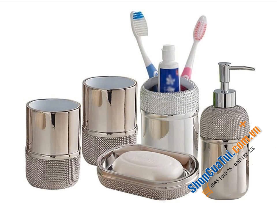 Set nhà tắm sứ cao cấp Olive UK họa tiết hoa 5 món