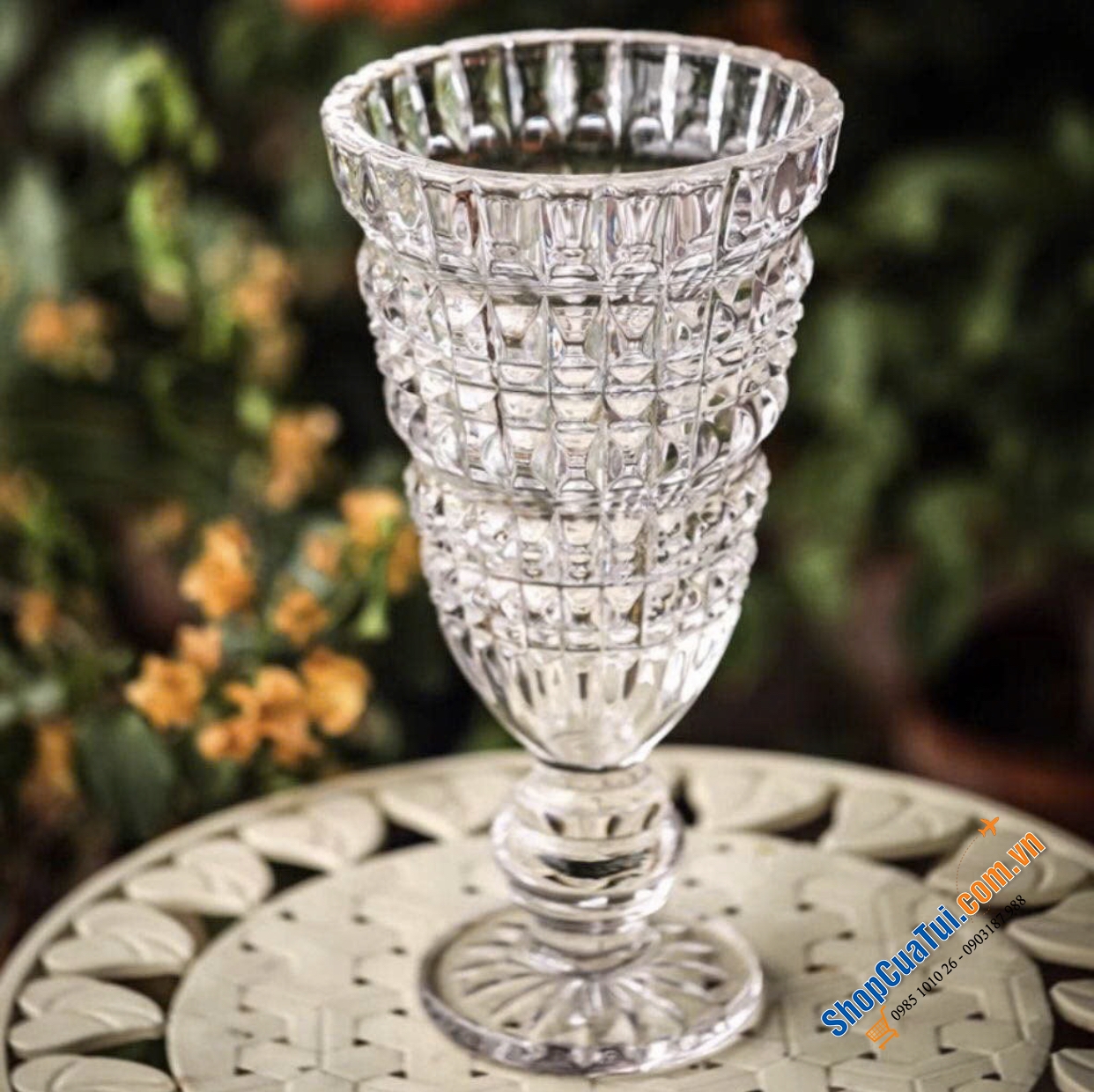 Lọ hoa cúp Glass Vase size 24.5cm hoặc 30cm