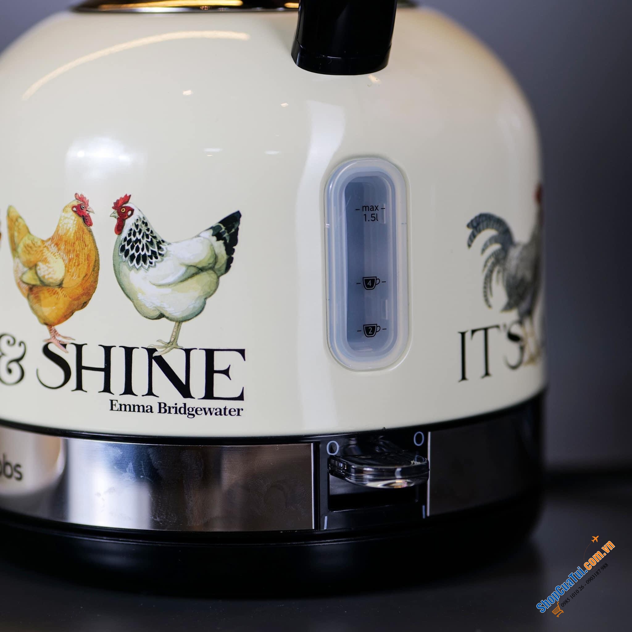 Ấm siêu tốc Russell Hobbs 26270, Công suất mạnh mẽ 3000W, Dung tích 1.5L phù hợp cho gia đình, văn phòng, hoặc các buổi tụ tập bạn bè