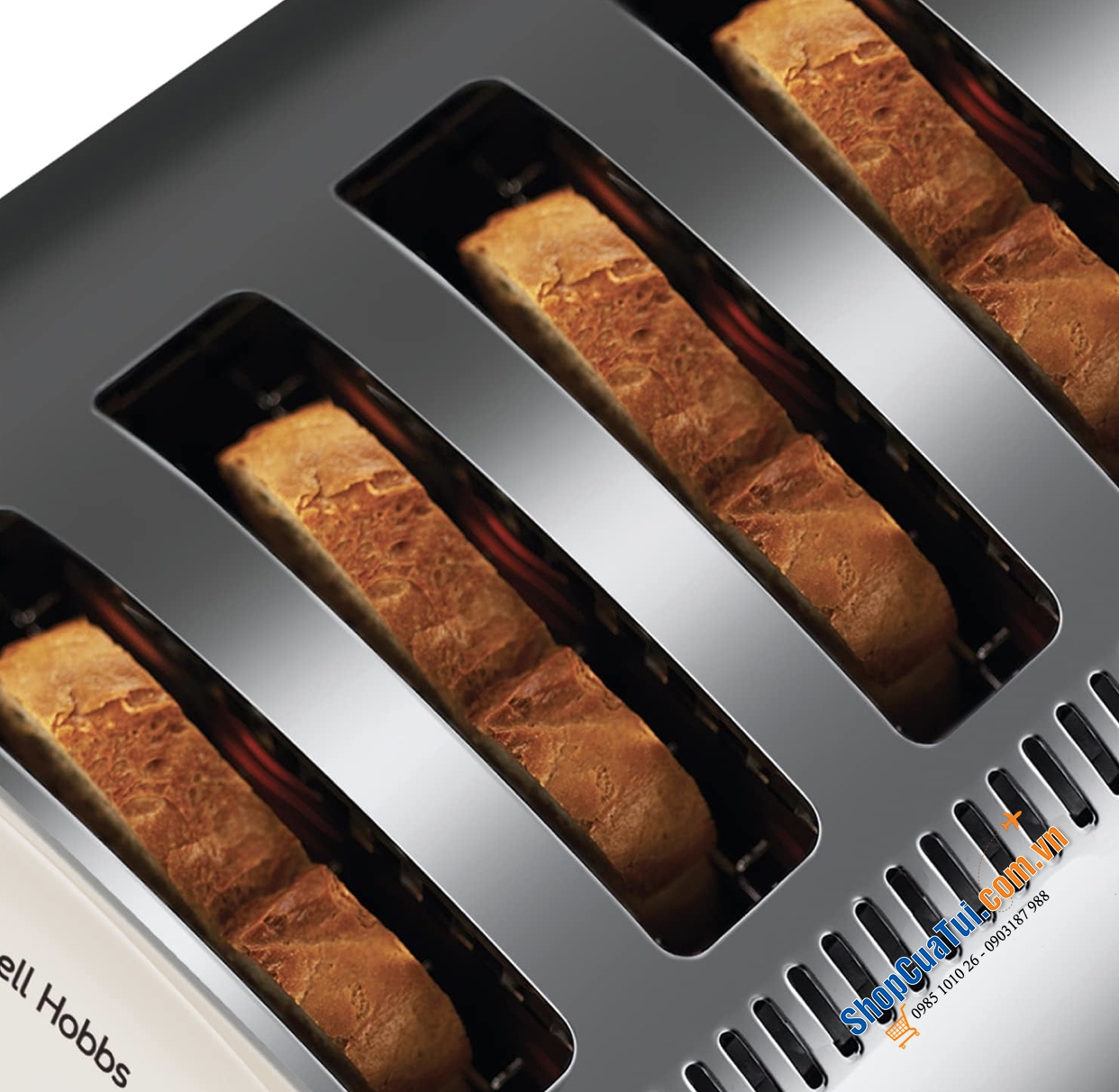 Máy Nướng Bánh Mì Russell Hobbs Rise & Shine 25780 4 Lát Màu Kem hoạ tiết trang trại cực xinh