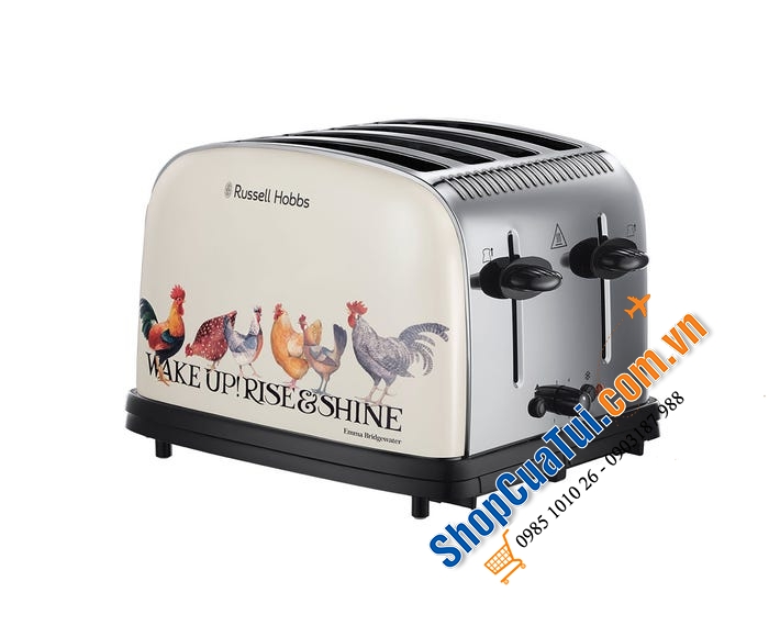 Máy Nướng Bánh Mì Russell Hobbs Rise & Shine 25780 4 Lát Màu Kem hoạ tiết trang trại cực xinh
