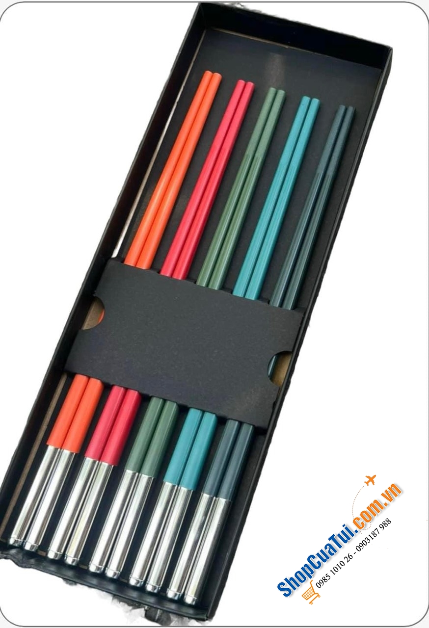 SET 5 ĐÔI ĐŨA SỢI THUỶ TINH CẦU VỒNG  hàng đặt riêng dùng cho khách sạn 5  siêu đẹp 27cm