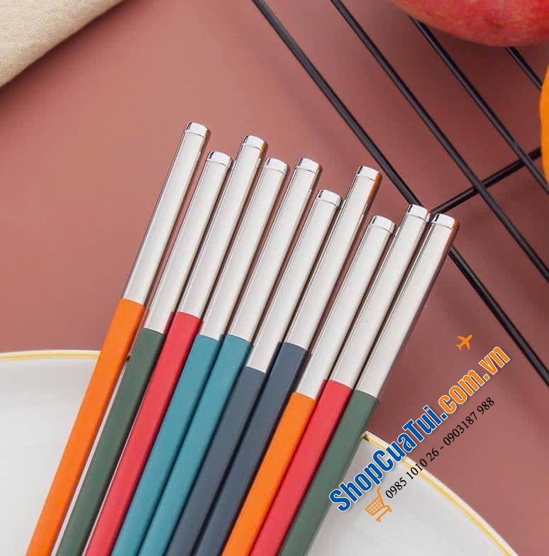 SET 5 ĐÔI ĐŨA SỢI THUỶ TINH CẦU VỒNG  hàng đặt riêng dùng cho khách sạn 5  siêu đẹp 27cm