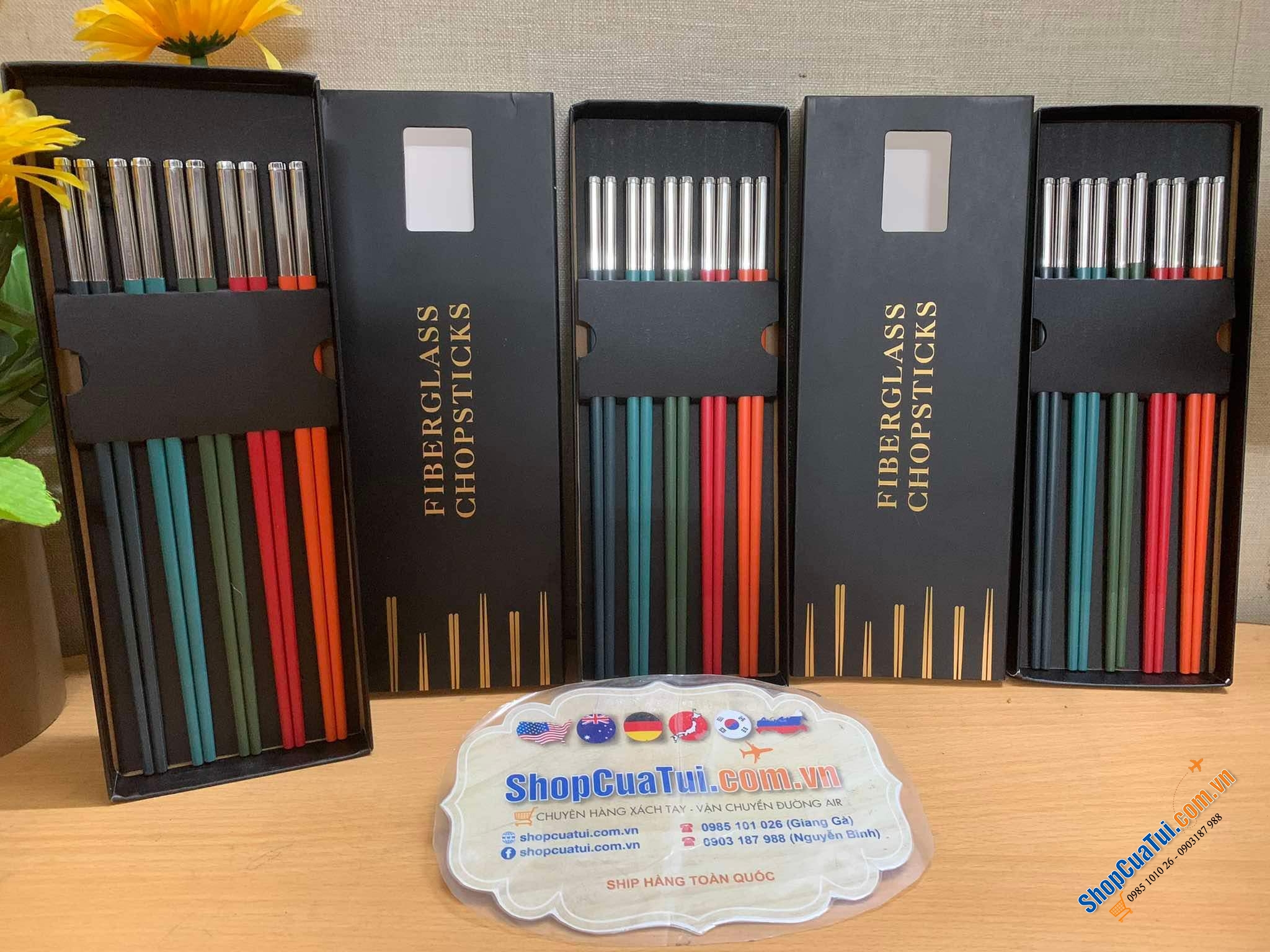 SET 5 ĐÔI ĐŨA SỢI THUỶ TINH CẦU VỒNG  hàng đặt riêng dùng cho khách sạn 5  siêu đẹp 27cm