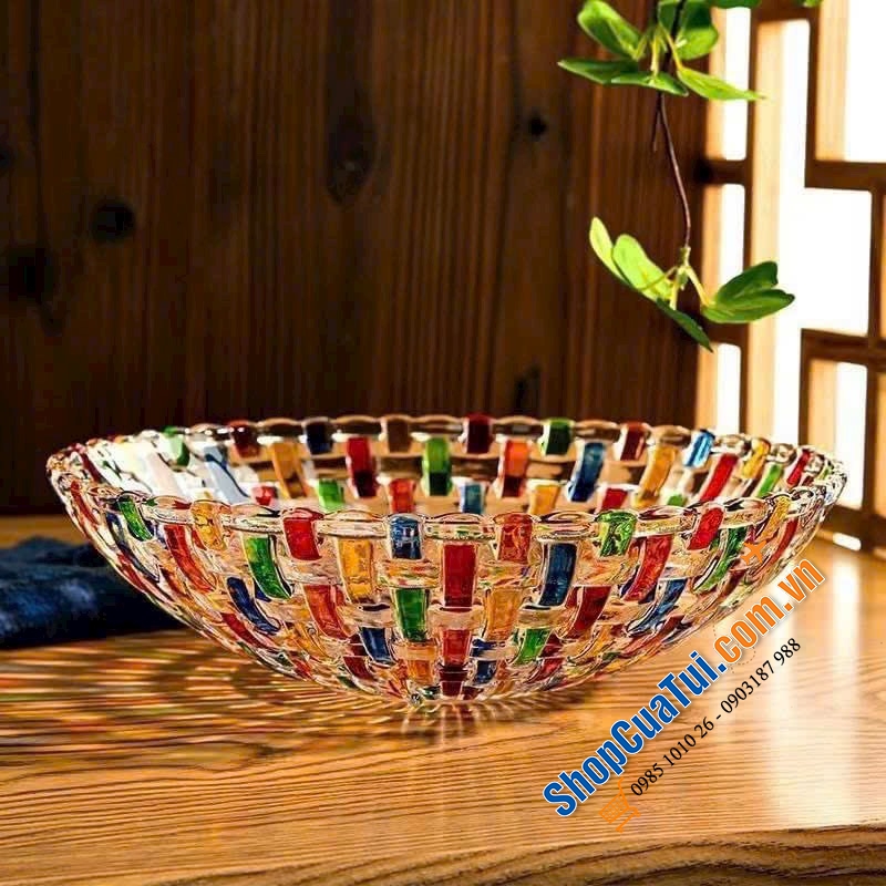 ĐĨA HOA QUẢ PHA LÊ SÂU LÒNG 25cm - Đĩa sâu lòng MAGCOLOR thiết kế bắt mắt, sang trọng, khúc xạ ánh sáng rực rỡ