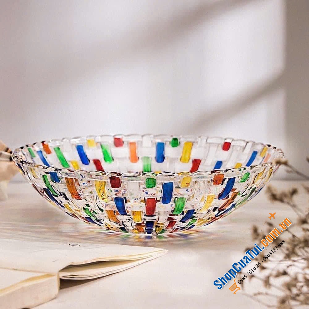 ĐĨA HOA QUẢ PHA LÊ SÂU LÒNG 25cm - Đĩa sâu lòng MAGCOLOR thiết kế bắt mắt, sang trọng, khúc xạ ánh sáng rực rỡ