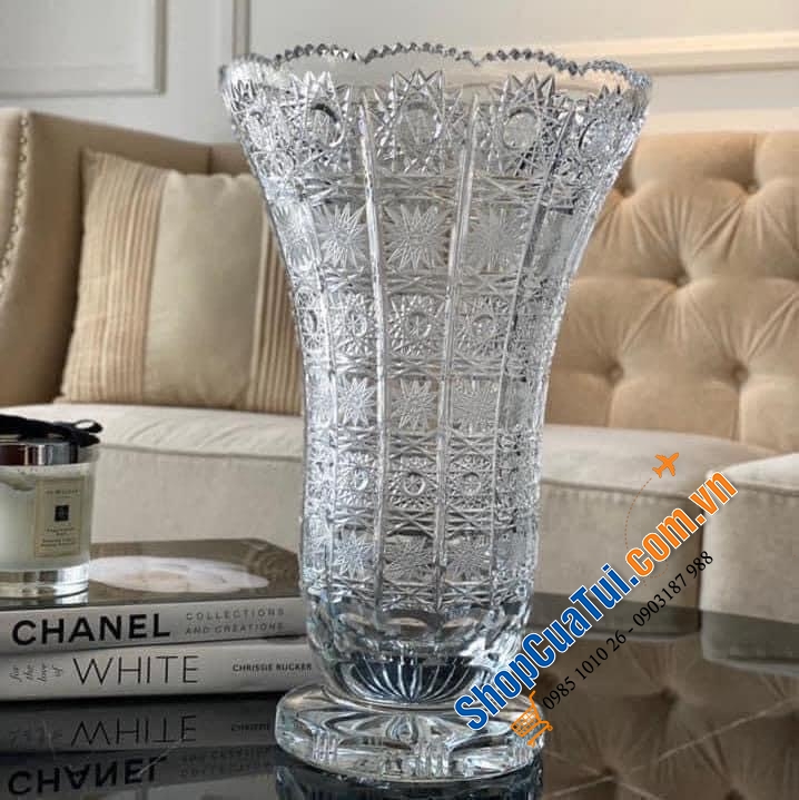 Lọ hoa mài 30cm, M57 Bohemia, hình bó mạ - Đẹp xuất sắc.