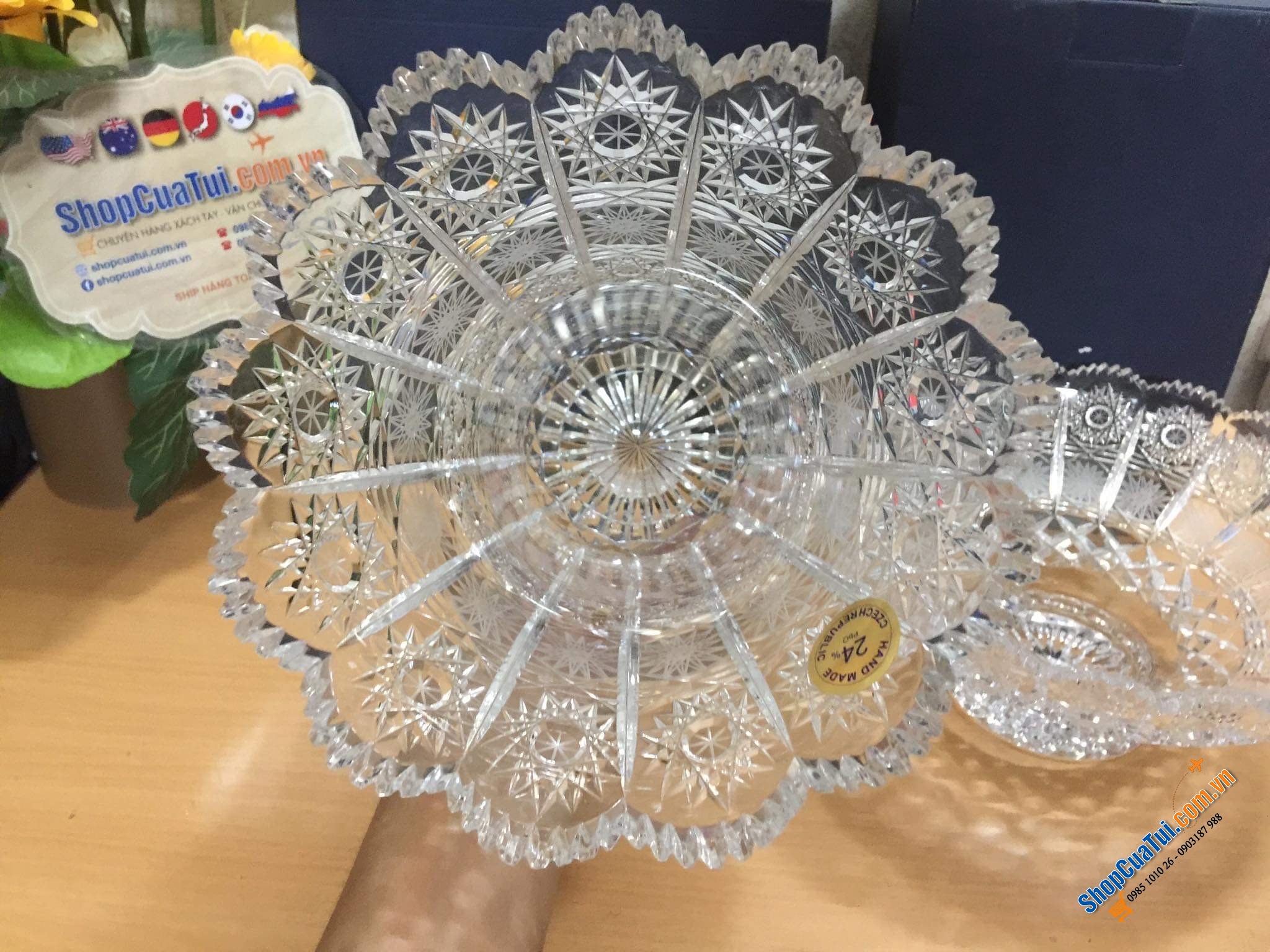 Lọ hoa mài 30cm, M57 Bohemia, hình bó mạ - Đẹp xuất sắc.