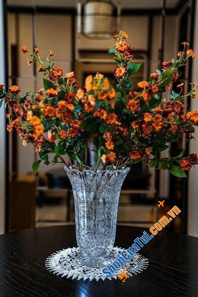 Lọ hoa mài 30cm, M57 Bohemia, hình bó mạ - Đẹp xuất sắc.