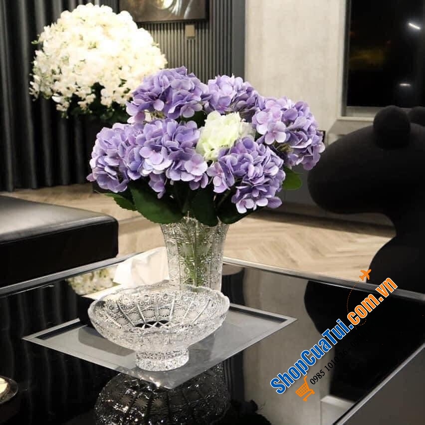 Lọ hoa mài 30cm, M57 Bohemia, hình bó mạ - Đẹp xuất sắc.