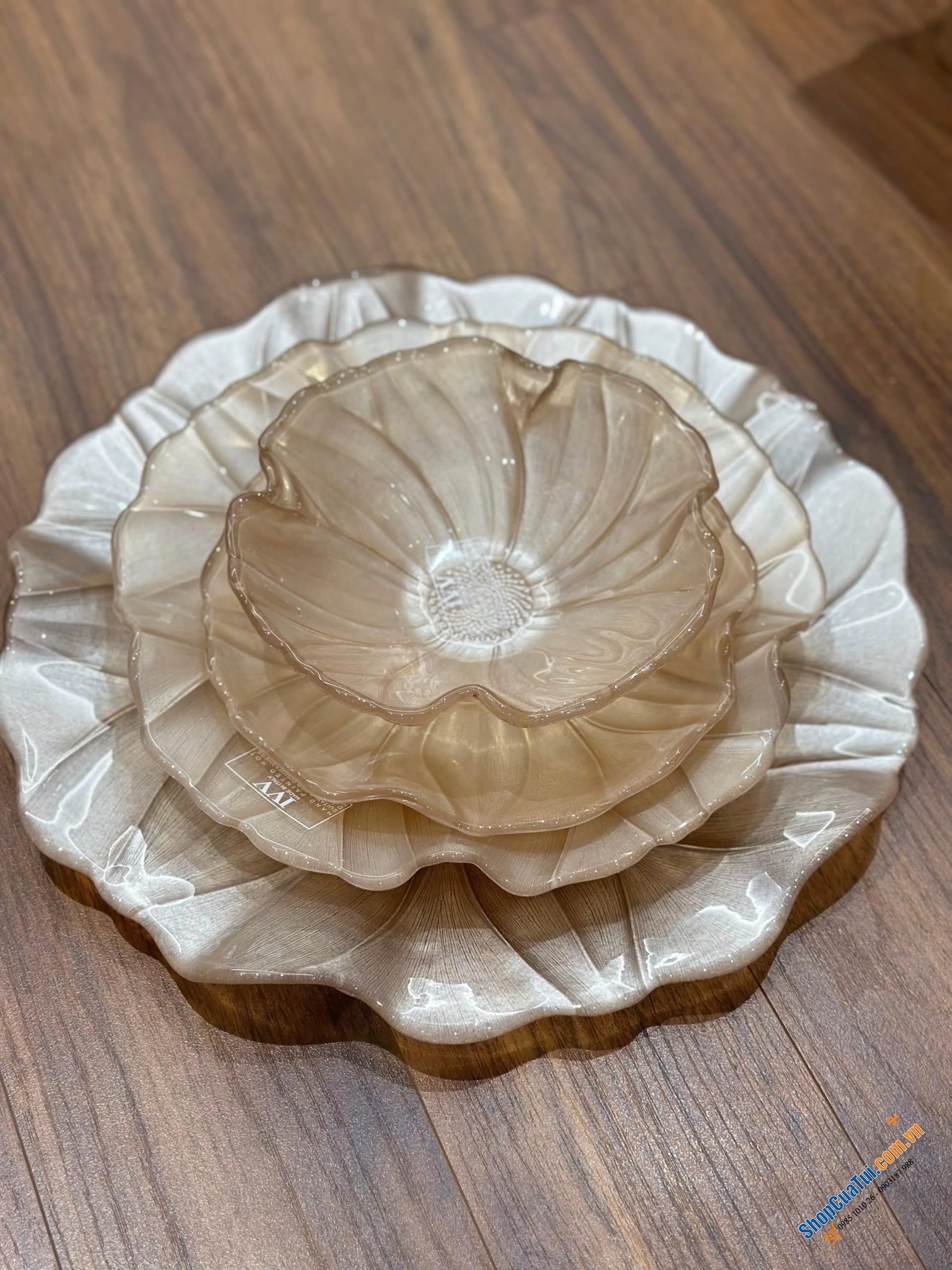 TÔ, ĐĨA PHA LÊ IVV MAGNOLIA size 37cm - PHA LÊ ITALY ĐẲNG CẤP EU - Màu trắng kem