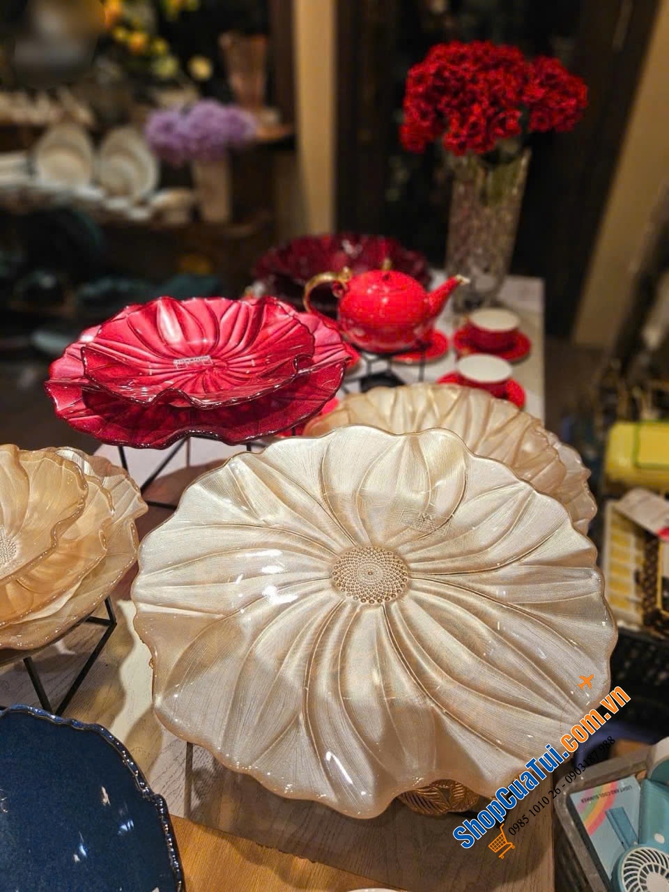 TÔ, ĐĨA PHA LÊ IVV MAGNOLIA size 37cm - PHA LÊ ITALY ĐẲNG CẤP EU - Màu trắng kem