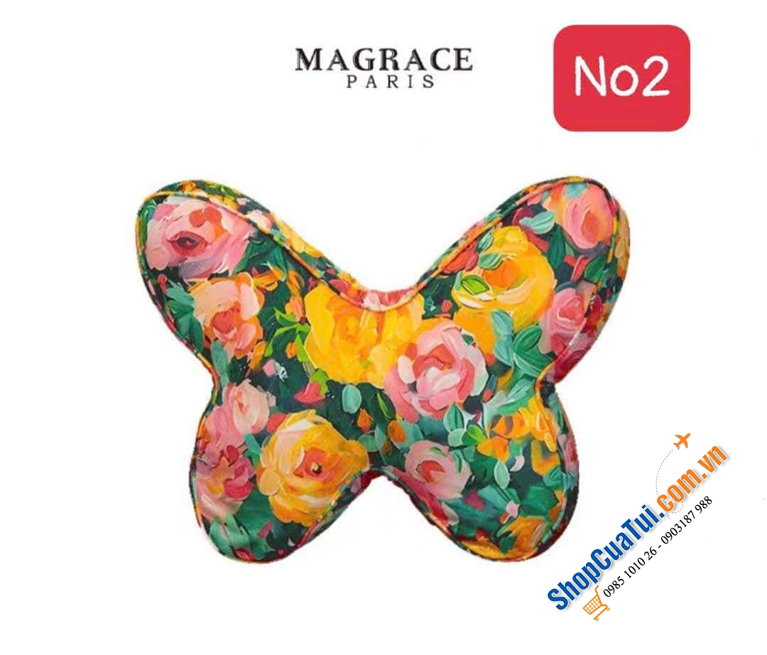 GỐI TỰA BUTTERFLY MAGRACE 55x38cm hình cánh bướm XINH QUÁ, có 5 màu