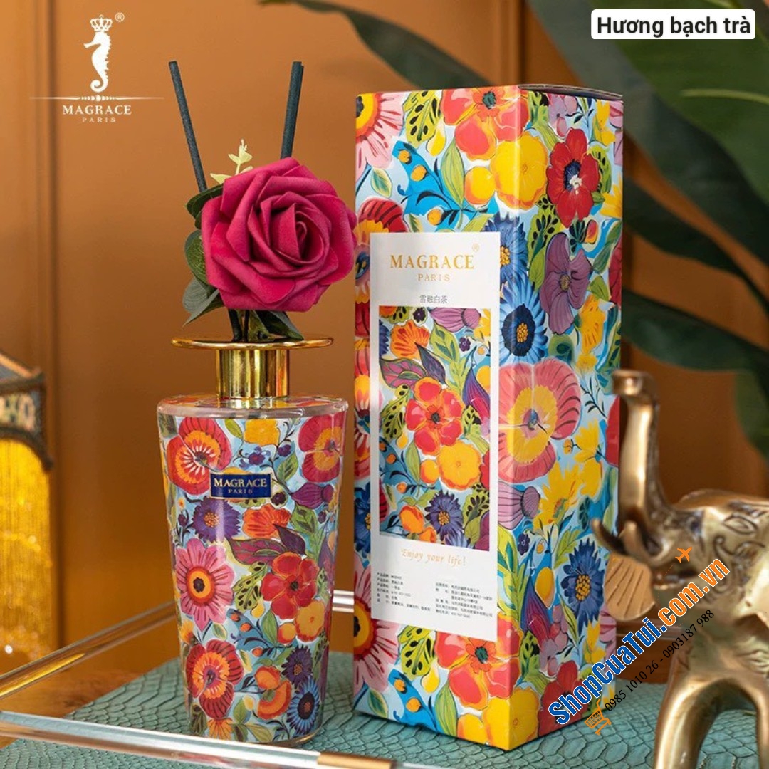 CHAI TINH DẦU KHUẾCH MÙI HƯƠNG HOA MAGRACE 500ml, có 2 mùi