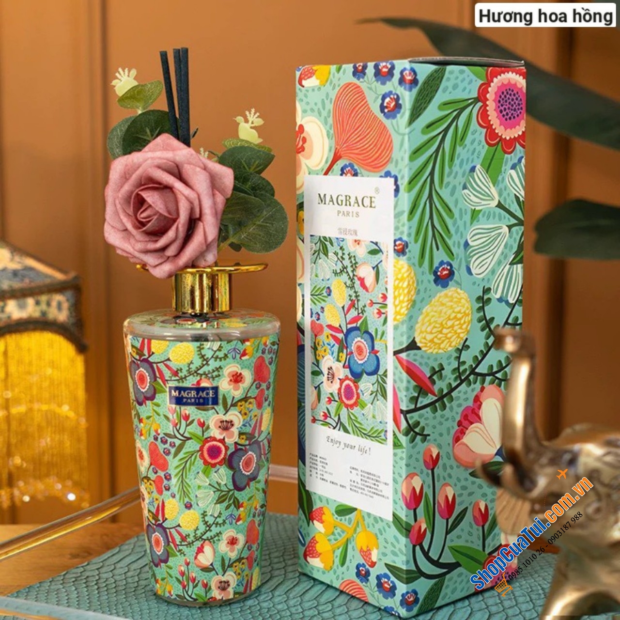 CHAI TINH DẦU KHUẾCH MÙI HƯƠNG HOA MAGRACE 500ml, có 2 mùi