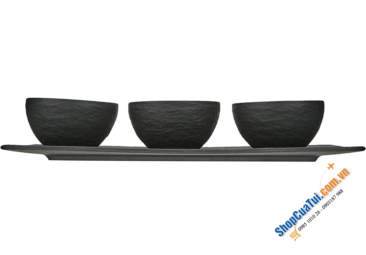 Sét 3 bát nước chấm Villeroy & Boch kèm khay Manufacture  - Set 1 khay và 3 bát chấm 8cm Villeroy Boch Manufacture Rock