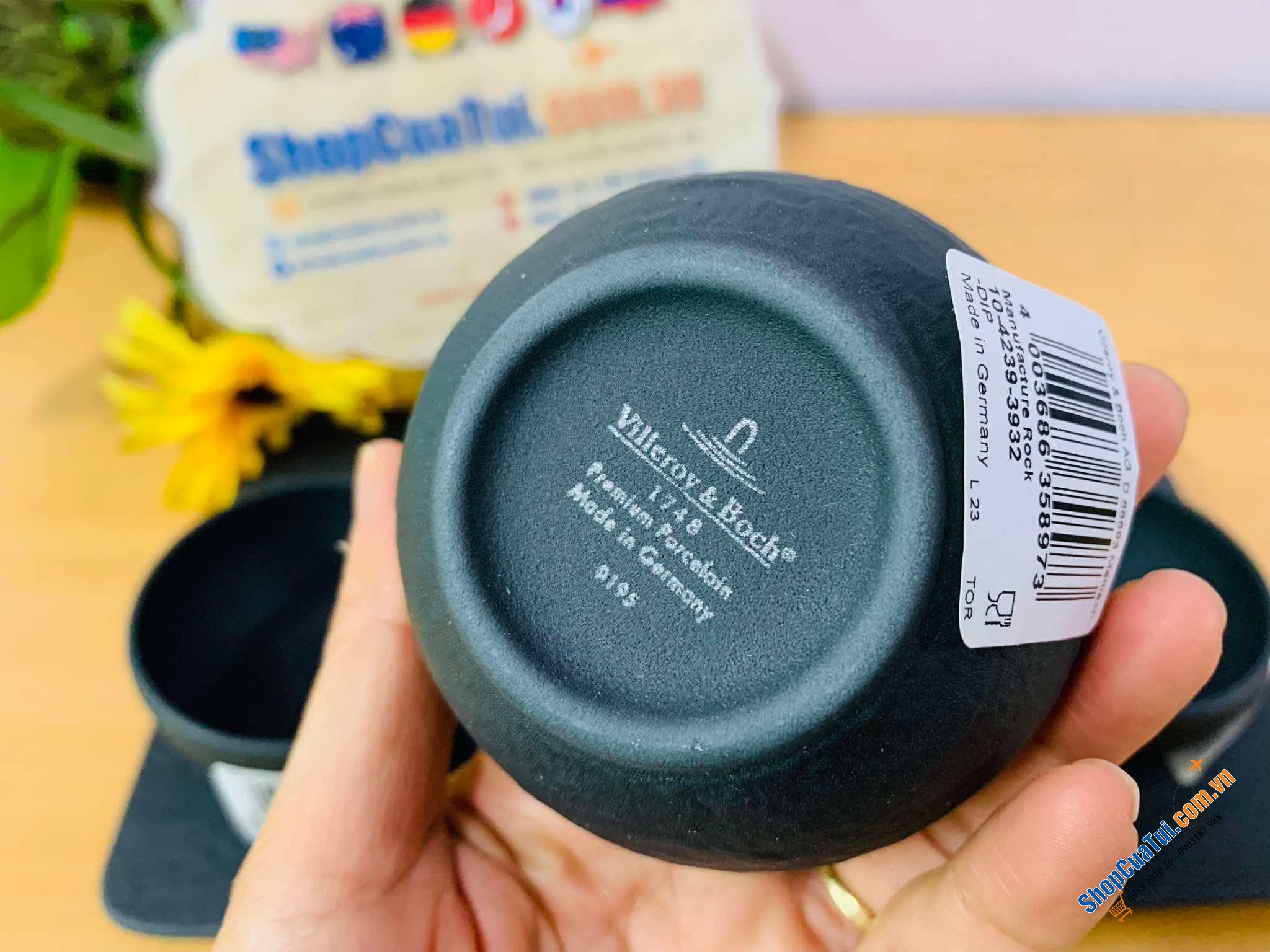 Sét 3 bát nước chấm Villeroy & Boch kèm khay Manufacture  - Set 1 khay và 3 bát chấm 8cm Villeroy Boch Manufacture Rock