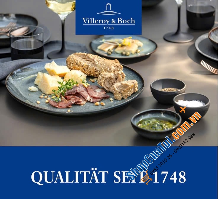 Sét 3 bát nước chấm Villeroy & Boch kèm khay Manufacture  - Set 1 khay và 3 bát chấm 8cm Villeroy Boch Manufacture Rock