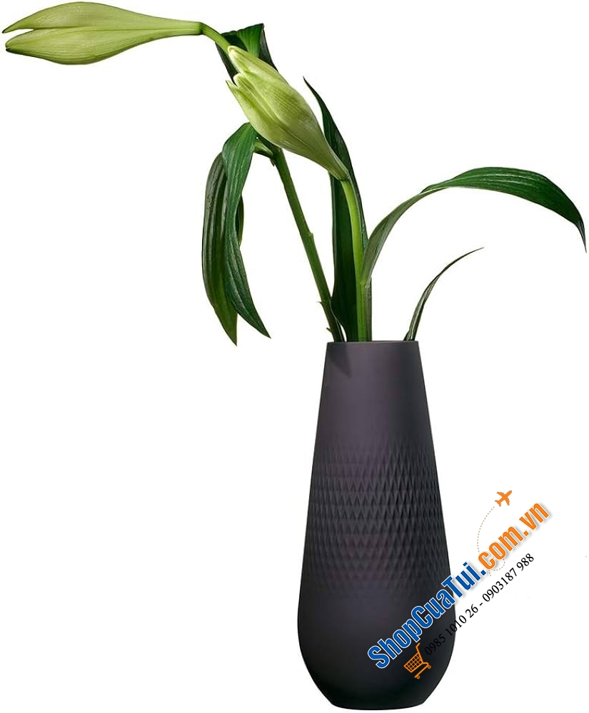 Lọ hoa dáng cao Villeroy & Boch Manufacture Collier Noir Vase Carré Tall 11,5x11,5x26cm - Lọ hoa gốm Collier với bề mặt mờ, màu sắc hiện đại