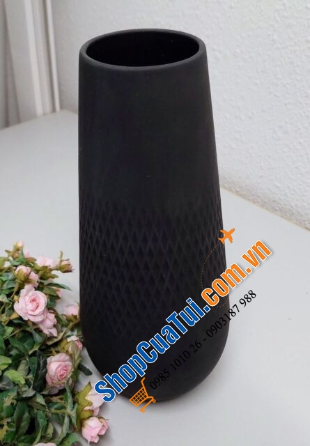 Lọ hoa dáng cao Villeroy & Boch Manufacture Collier Noir Vase Carré Tall 11,5x11,5x26cm - Lọ hoa gốm Collier với bề mặt mờ, màu sắc hiện đại