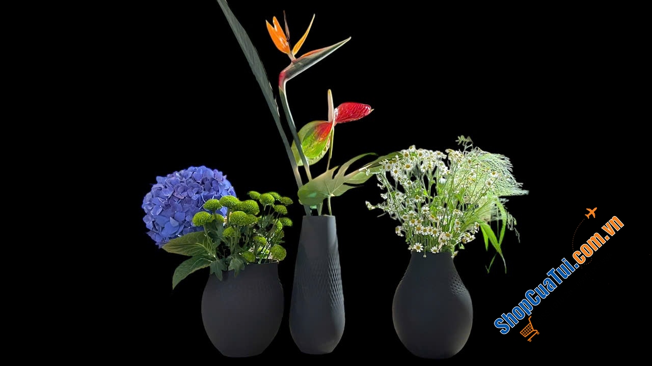 Lọ hoa dáng cao Villeroy & Boch Manufacture Collier Noir Vase Carré Tall 11,5x11,5x26cm - Lọ hoa gốm Collier với bề mặt mờ, màu sắc hiện đại
