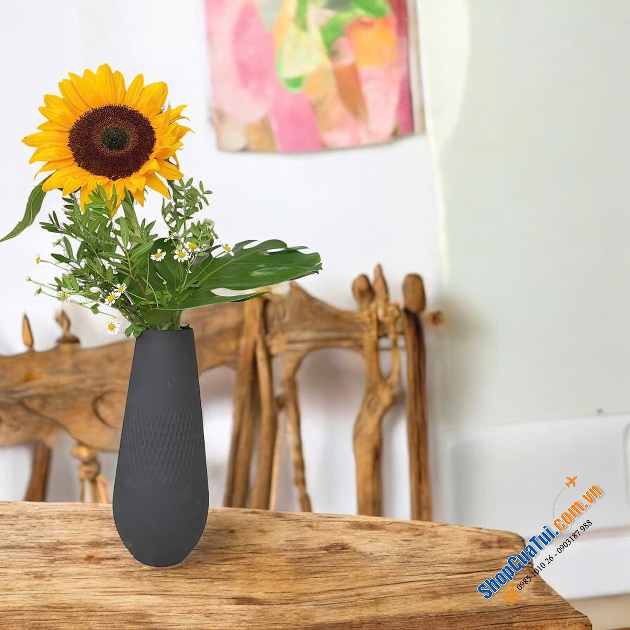 Lọ hoa dáng cao Villeroy & Boch Manufacture Collier Noir Vase Carré Tall 11,5x11,5x26cm - Lọ hoa gốm Collier với bề mặt mờ, màu sắc hiện đại