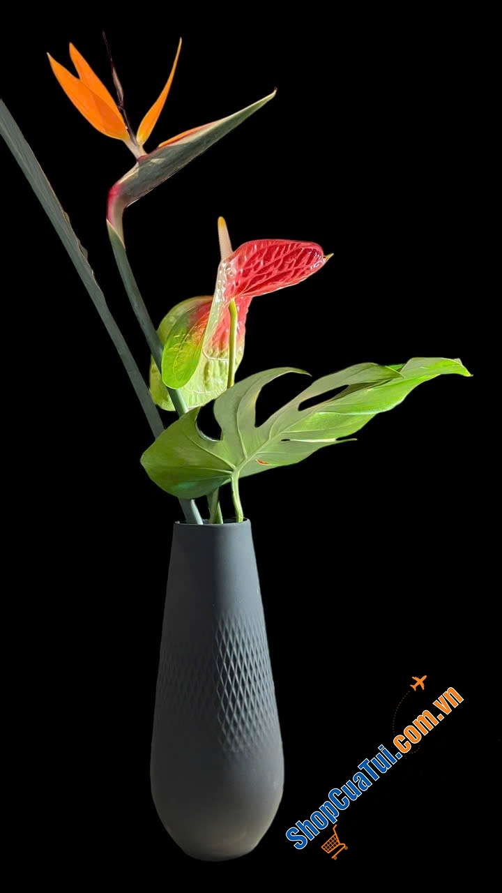 Lọ hoa dáng cao Villeroy & Boch Manufacture Collier Noir Vase Carré Tall 11,5x11,5x26cm - Lọ hoa gốm Collier với bề mặt mờ, màu sắc hiện đại