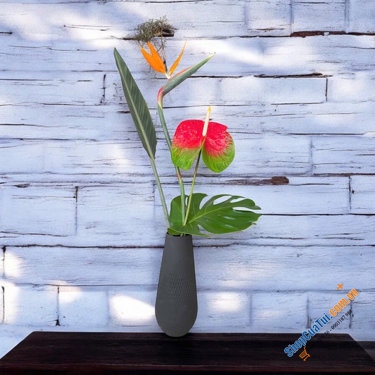 Lọ hoa dáng cao Villeroy & Boch Manufacture Collier Noir Vase Carré Tall 11,5x11,5x26cm - Lọ hoa gốm Collier với bề mặt mờ, màu sắc hiện đại