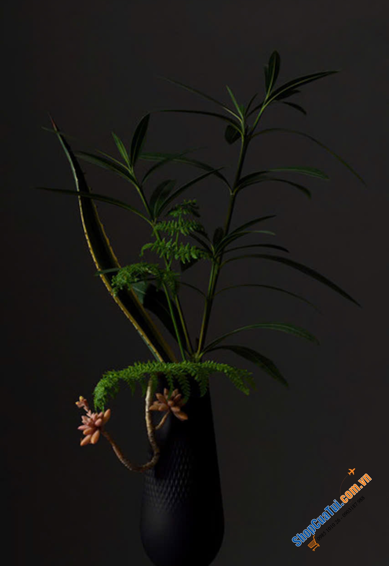 Lọ hoa dáng cao Villeroy & Boch Manufacture Collier Noir Vase Carré Tall 11,5x11,5x26cm - Lọ hoa gốm Collier với bề mặt mờ, màu sắc hiện đại