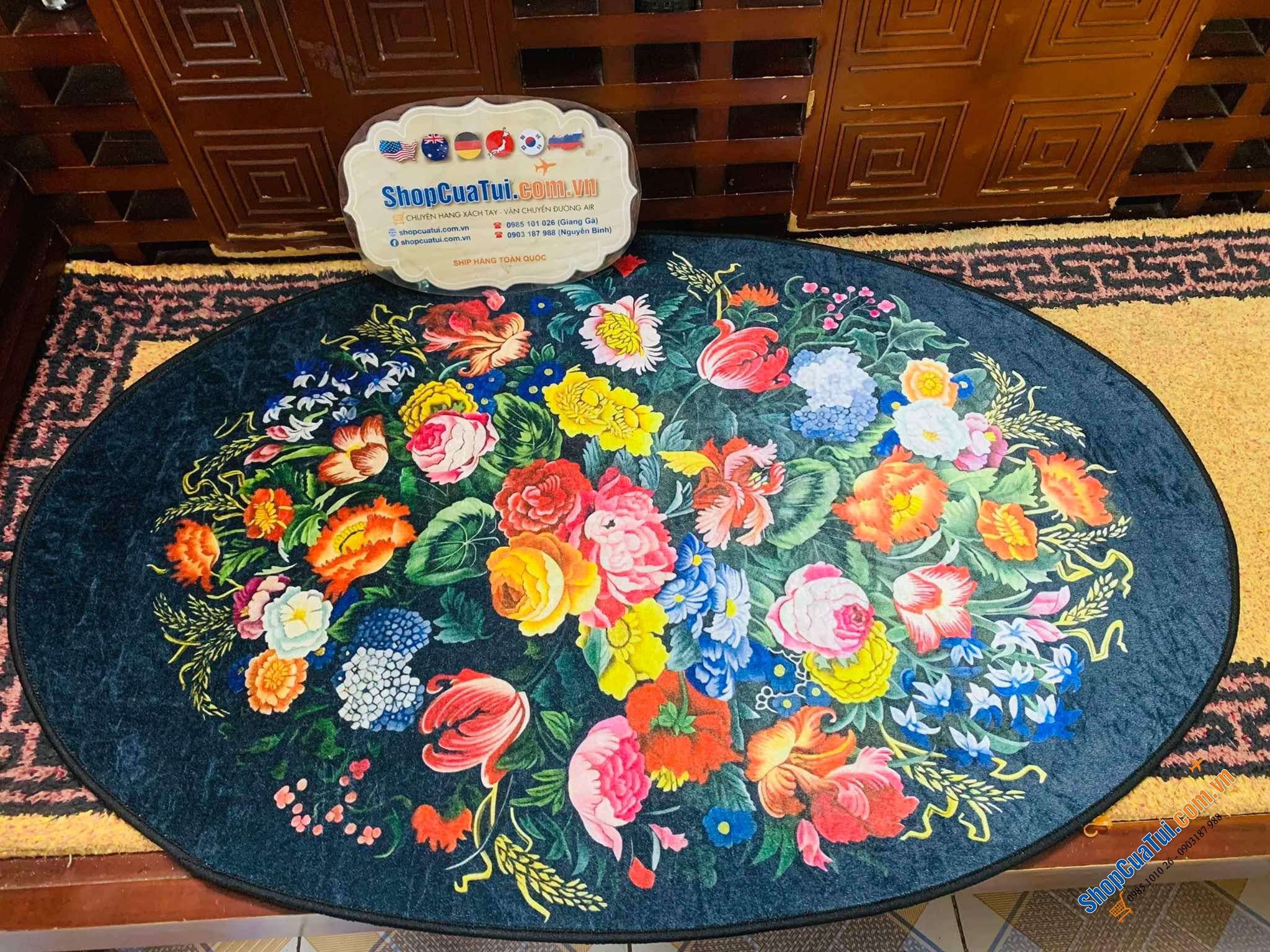 THẢM HOA TRẢI SÀN MAGRACE size trung 90x60cm từ bùn tảo cát