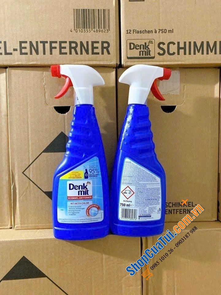 XỊT KHỬ TRÙNG NẤM MỐC & VI KHUẨN DENKMIT- Chai 750ml.