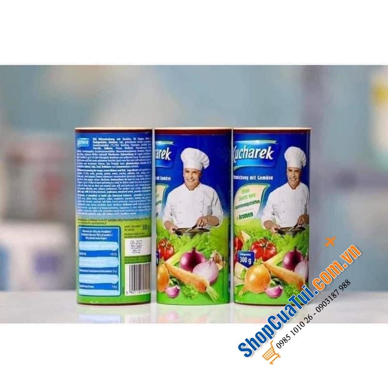 Hạt nêm rau củ hữu cơ KUCHAREK thơm ngon. Hộp 300gr, sử dụng nắp xoay vặn tiện dụng.