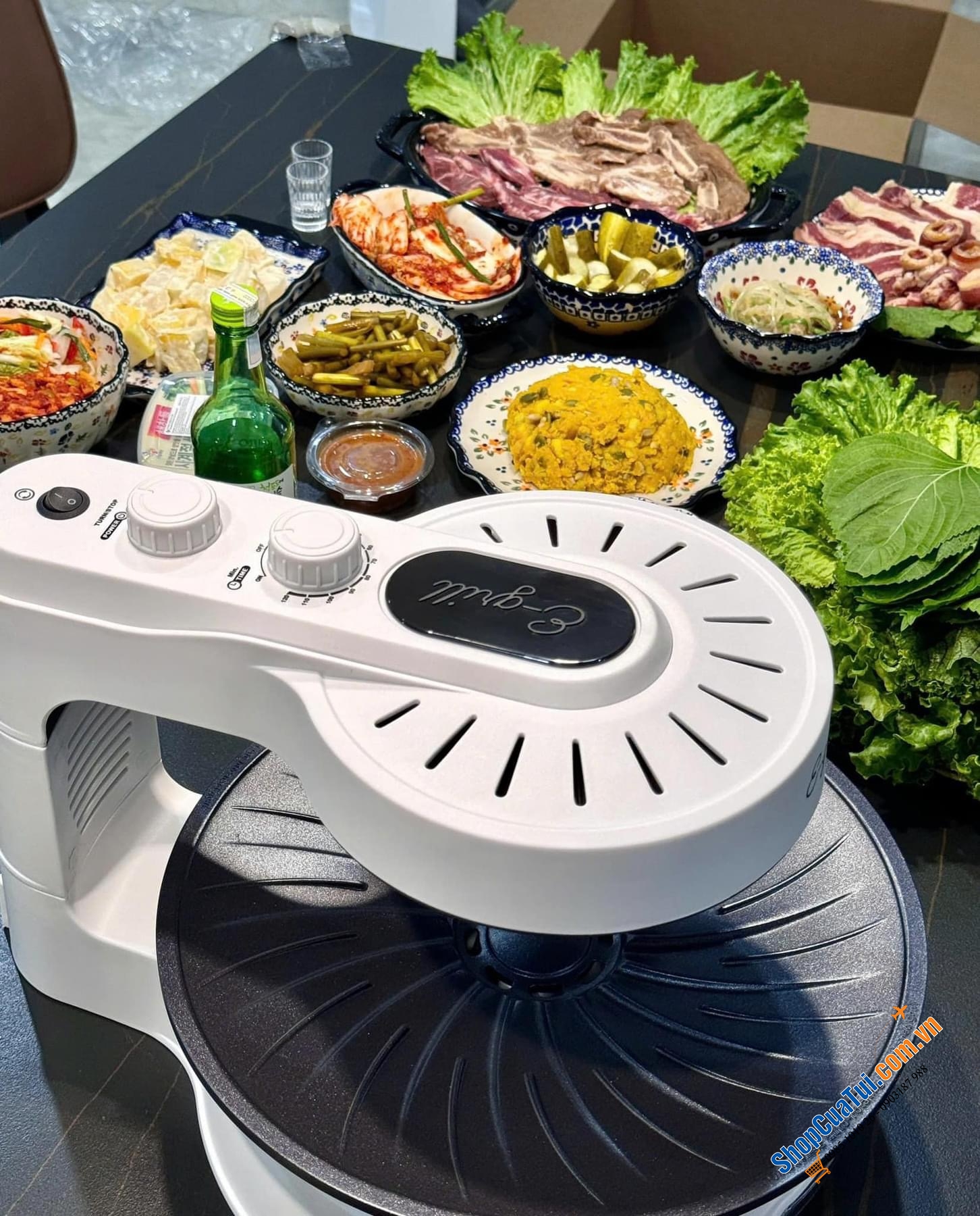 Bếp nướng kèm hút khói Egrill Đức phiên bản cơ bền nồi đồng cối đá lại dễ sử dụng - bản cơ