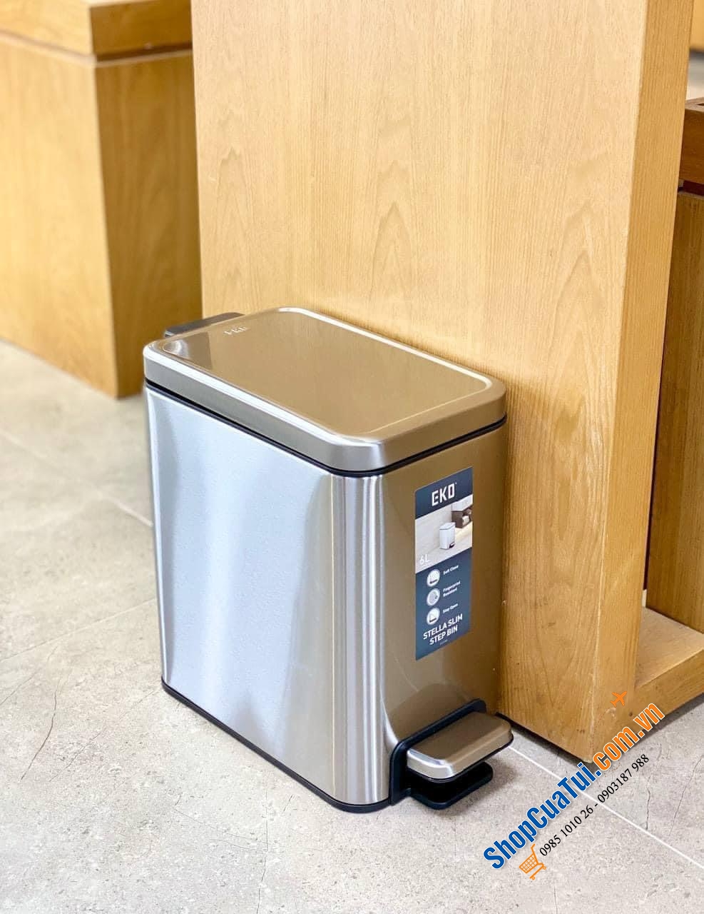 THÙNG RÁC EKO CHỐNG BÁM VÂN TAY STELLA SLIM STEP EK9380MT.