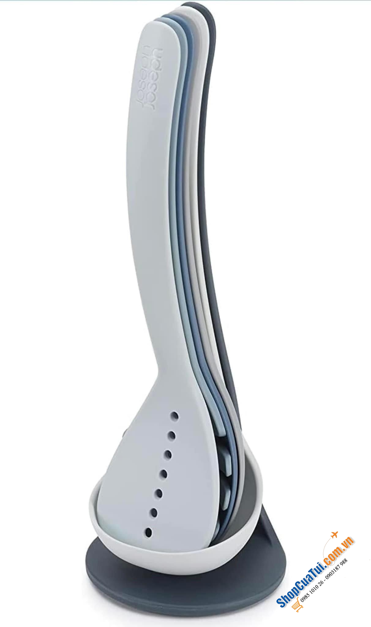 Bộ dụng cụ nấu ăn 5 món kèm giá đỡ Joseph Joseph 10526 Editions Nest™ Küchenhelfer Plus, 5-teiliges Set – Sky (màu xanh).