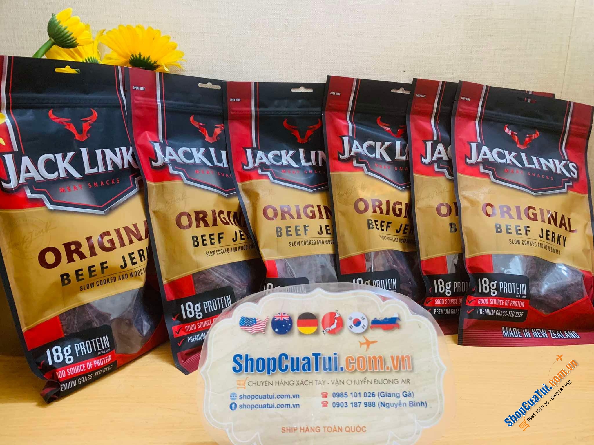 Original Beef Jerky JACK LINK 310g - Thịt bò khô nguyên chất giàu protein, giàu omega 3, hàm lượng oxi hoá cao, ít béo