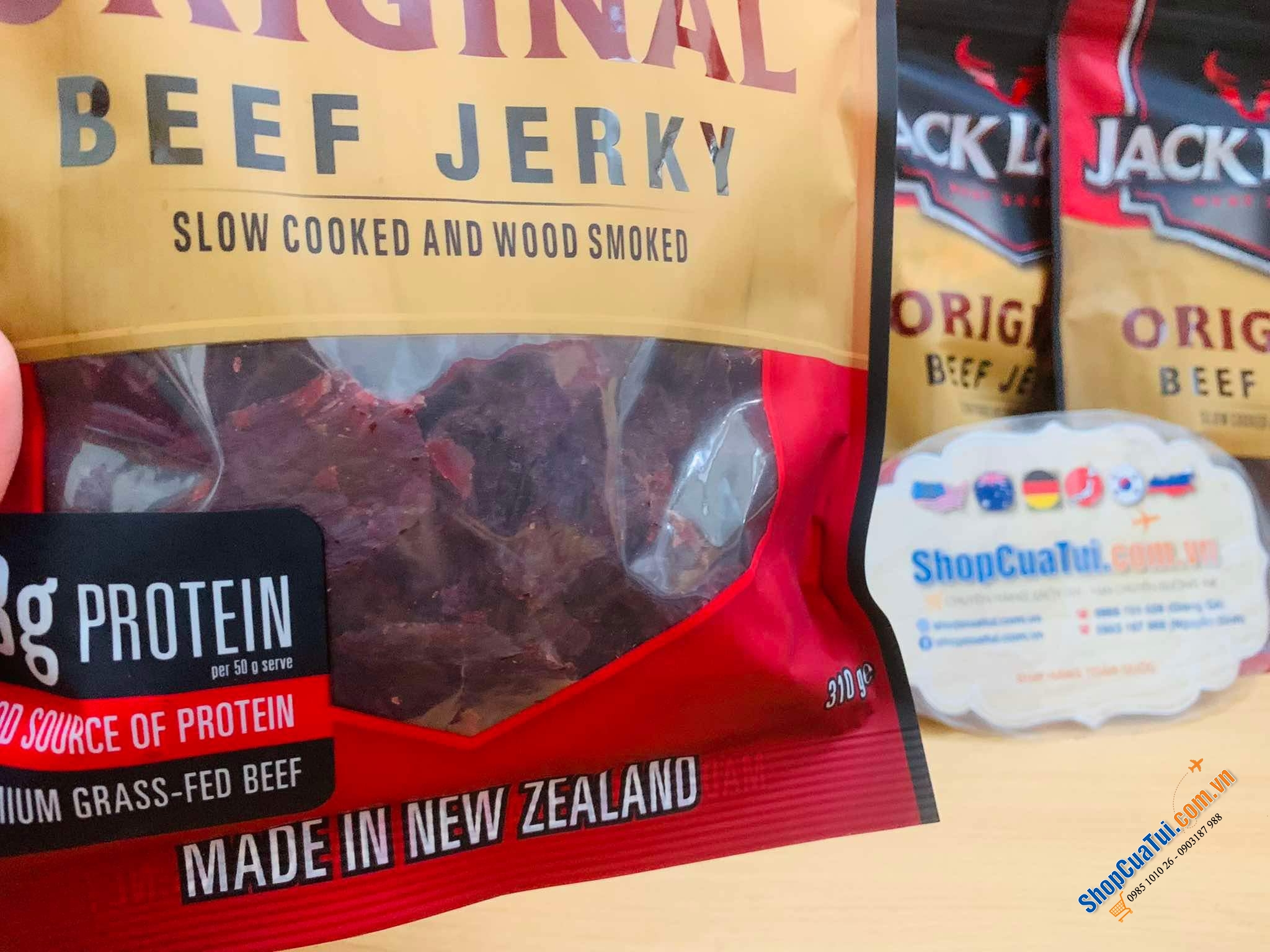 Original Beef Jerky JACK LINK 310g - Thịt bò khô nguyên chất giàu protein, giàu omega 3, hàm lượng oxi hoá cao, ít béo