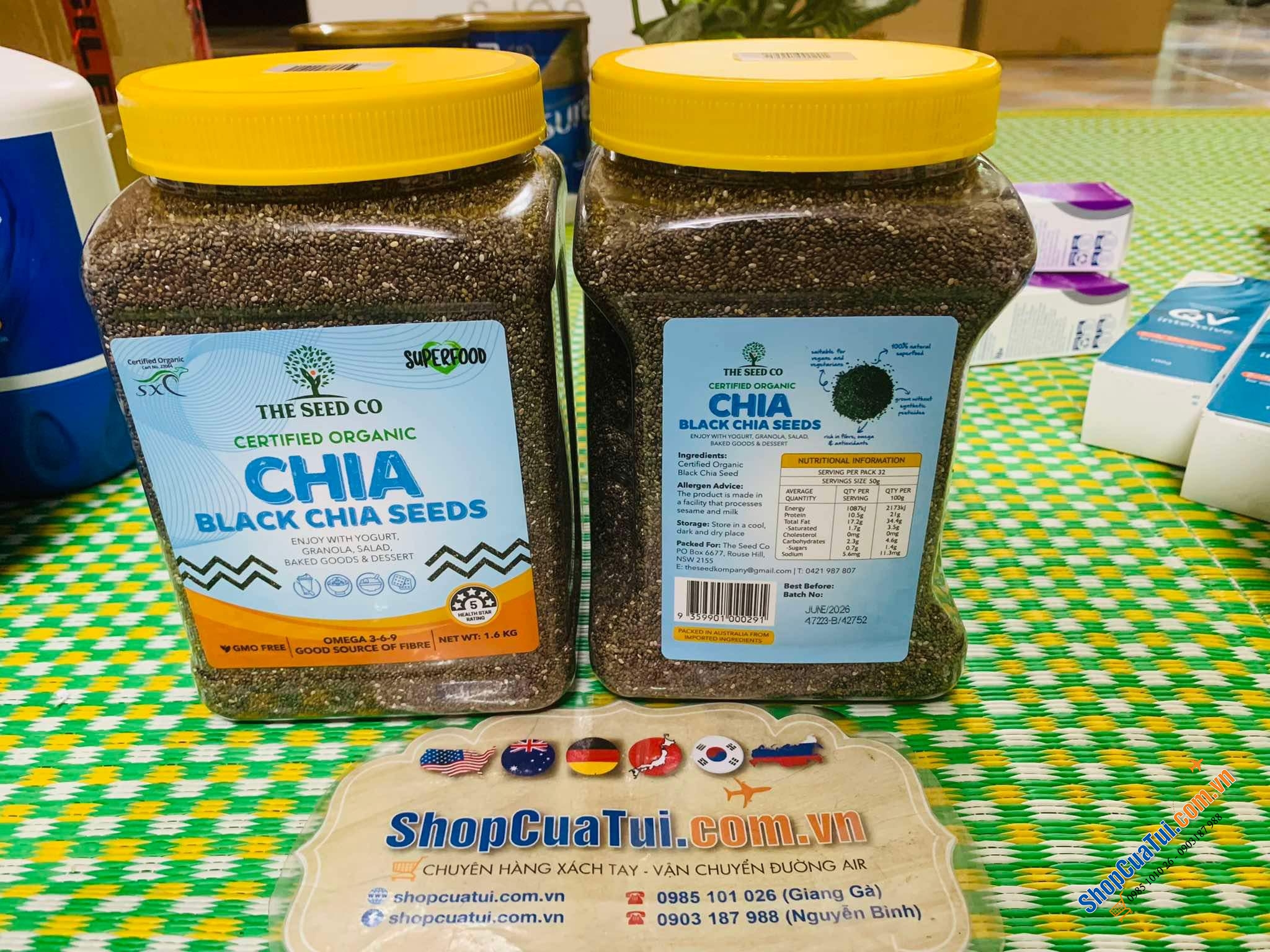 HỘP HẠT CHIA ĐEN HỮU CƠ CERTIFIED ORGANIC BLACK CHIA SEED 1.6kg