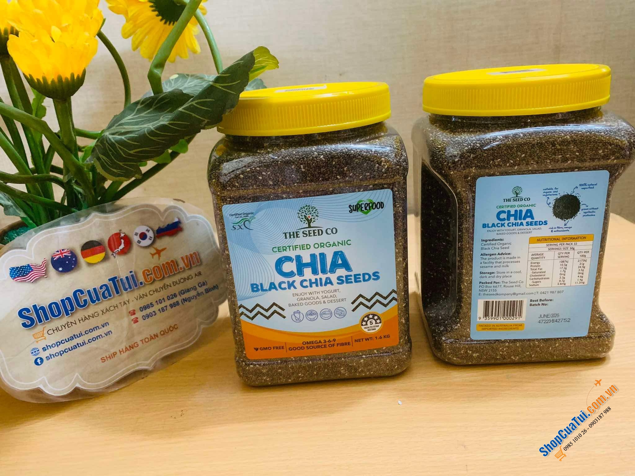 HỘP HẠT CHIA ĐEN HỮU CƠ CERTIFIED ORGANIC BLACK CHIA SEED 1.6kg