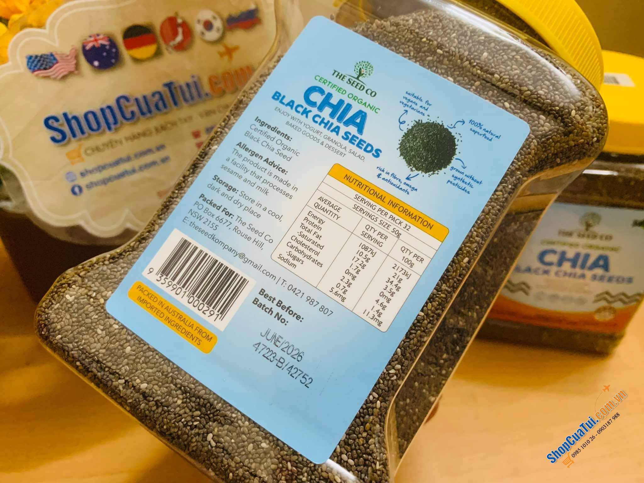 HỘP HẠT CHIA ĐEN HỮU CƠ CERTIFIED ORGANIC BLACK CHIA SEED 1.6kg