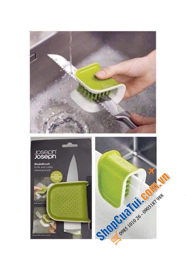 Bàn chải vệ sinh dao. dĩa chuyên dụng Joseph Joseph BladeBrush (Green).