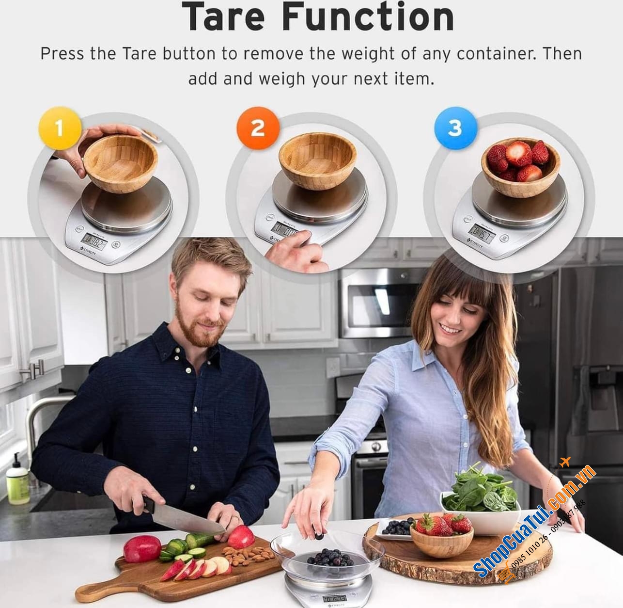 Cân Thực phẩm Nhà bếp Etekcity CÓ BÁT 5 KG.